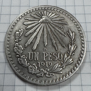 Coin 1 peso 1919 Mexico. Numismatic Gift. Vintage Coin