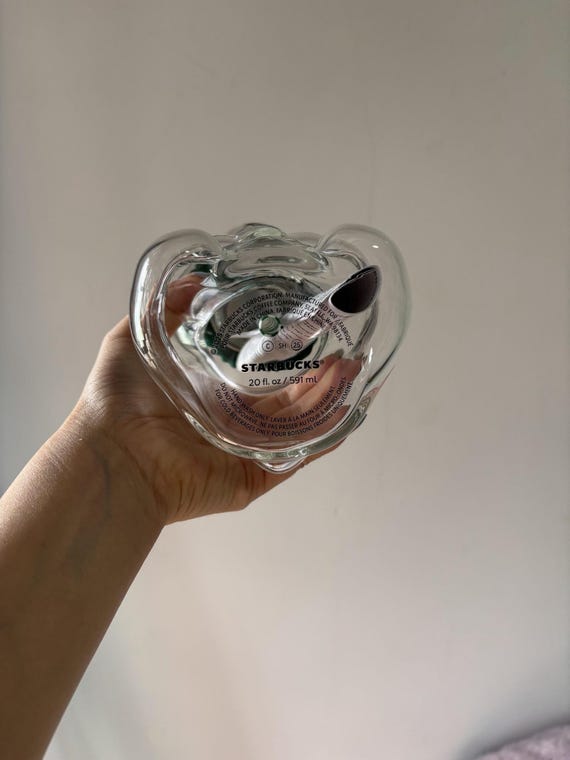 Authentic 20oz Starbucks 2025 Bearista BEAR Glass Jar Cold Cup Tumbler Straw Holiday Christmas