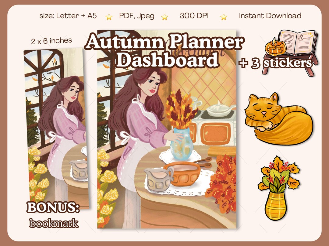 Autumn Planner Dashboard Printable | November Planner Cover, Cozy Fall ...