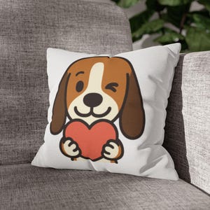Funda de almohada con forma de corazón de Basset Hound, con ilustración de un adorable cachorro, funda de cojín cuadrada decorativa, detalle decorativo para el hogar, regalo para amantes de los perros.