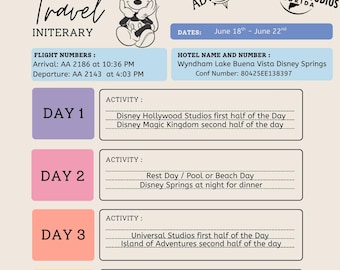 Disney Trip Itinerary