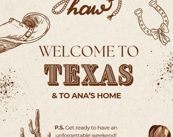 Western Invitation Template | Cowgirl Rodeo Party Invite | Texas Welcome Party