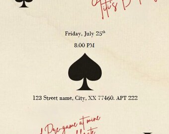 Poker Birthday Invitation | Casino Night Party Template (Canva Editable)