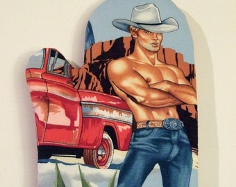 Sexy Bobby the Cowboy Oven Mitt, Bachelorette, Mother's Day, Pride, Gay, Novelty, White Elephant, Barbecue, Christmas Naughty