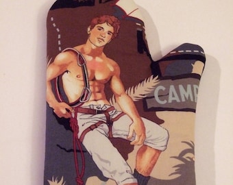 Sexy Kevin the Camper Oven Mitt. Gift. Gag. Mother's Day. Bridesmaid. Bachelorette. Pride. Gay. Lumberjacksexual.Christmas