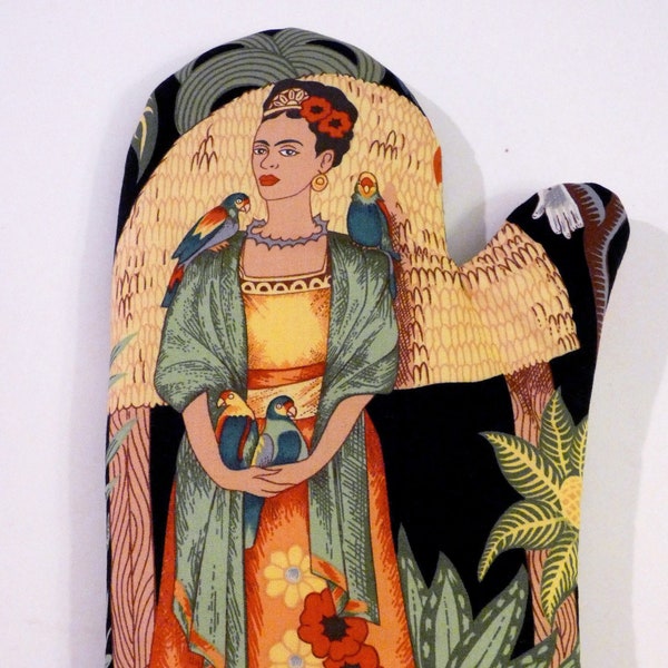 Frida in Green Oven Mitt, Art, Housewarming, Bachelorette, Bridesmaid, Gift, Novelty, Christmas, Bisexual