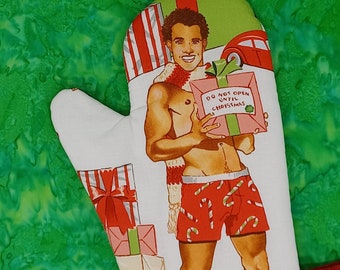 Sexy Adam Christmas Oven Mitt Novelty Gag White Elephant Gift Funny Hostess gift Naughty