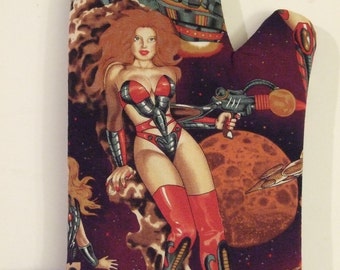 Sexy Maeve Sci-Fi- Fantasy Galactica Space Girl Oven Mitt, Barbecue,Father's Day,July 4th,Fun Gift,Kitsch,Fantasy, Superhero,Grill,Christmas