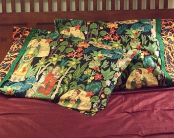 Set of 2 Frida in the Garden Pillow Cases, Housewarming, Artist, Gift, Unique, Bedroom Bride Bisexual
