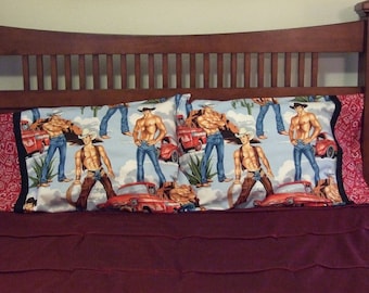 Sexy Cowboys Pillow Cases - Set of 2. Western. Housewarming. Bachelorette. Gay.Christmas. Novelty