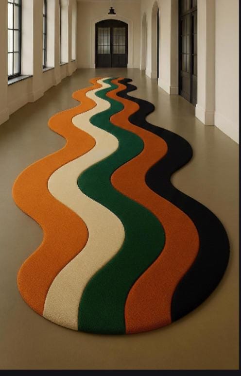 Unique Shape Runner Rug Hand Tufted Shaped Irregular Multi Color Print Handmade Runner Rug, Cut ...