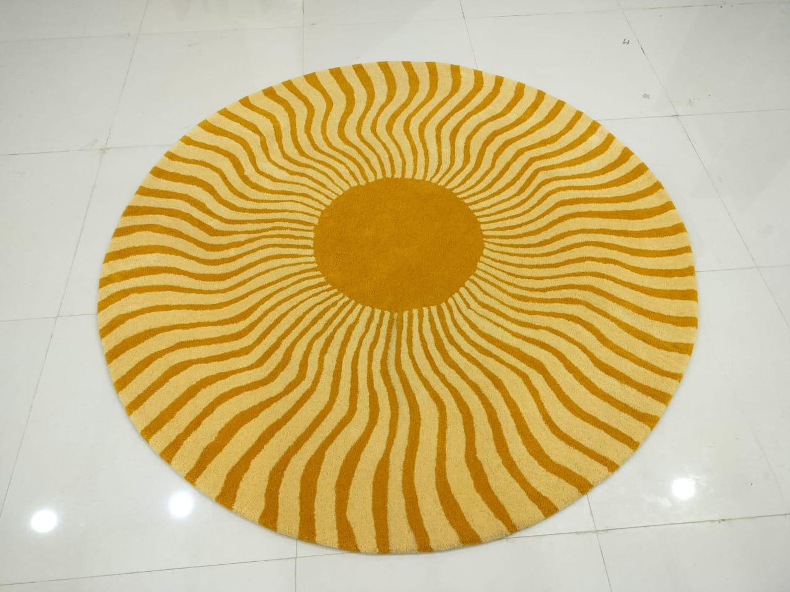 Modern Sun Rug Yellow Sun Modern Round Hand Tufted Rug. Handmade Rug. Circle Rug. Sun ...
