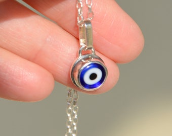 Evil Eye Necklace in Sterling Silver, Evil Eye Amulet, Handmade Evil Eye Jewelry from Israel