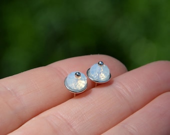 Crystal Stud Earrings, Opalite Swarovski Crystal Stud Earrings, Handmade Sterling Silver Earrings, Crystal Jewelry