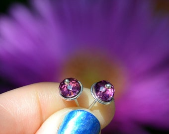 Crystal Stud Earrings, Purple Swarovski Crystal Stud Earrings, Handmade Sterling Silver Earrings, Crystal Jewelry