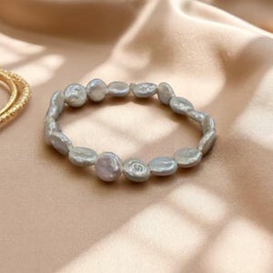 Coin Pearl Bracelet • Freshwater Pearl Jewelry • Adjustable Dainty Bracelet for Women • Real Pearl Gift • Boho Bridal Bracelet For Her