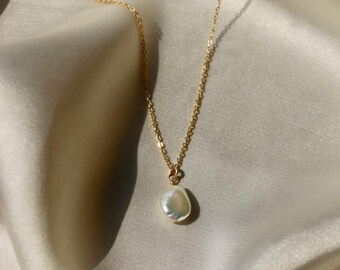 Baroque Pearl Pendant • 18k Gold Plated Freshwater Pearl Necklace