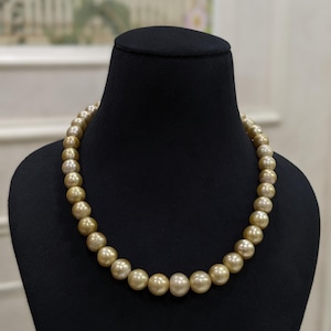 Golden South Sea Pearl Necklace • Salt Water Pearls • Elegant Bridal Jewelry • Real Pearl Necklace for Women • Wedding Gift for her