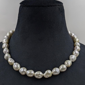 South Sea Keshi Pearl Necklace • Salt Water Pearl • Real Pearl Jewelry • White Pearl Statement Necklace • Handmade Gift for Her