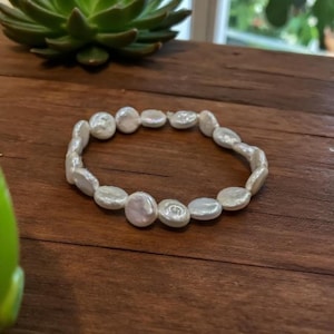 Coin Pearl Bracelet • Freshwater Pearl Jewelry • Adjustable Dainty Bracelet for Women • Real Pearl Gift • Boho Bridal Bracelet For Her