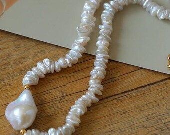 Baroque Pearl Necklace • Freshwater Pearl Jewelry • Minimalist Gift For Her