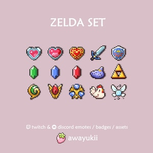 Zestaw Legend of Zelda | Odznaki Pixel Twitch Sub/Bit | Pobierz cyfrowo
