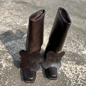 Musketeer High Knee Leather Boots: 17th Century Renaissance, Pirate, LARP