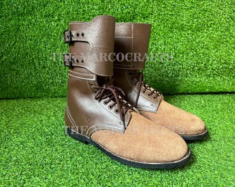 Handmade WWII M-43 Combat Boots | Leather Double Buckle Repro