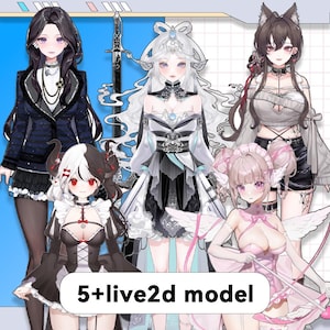 Modèle Cinq Vtuber | Pack de modèles Live2d | Modèle Vtuber préfabriqué | Modèle Live2D | Entièrement truqué | Prêt à l'emploi