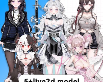 Five Vtuber Model | Live2d Model Bundle | Premade Vtuber Model | Live2D Model | Fully Rigged | Ready to use