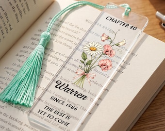 Personalized Birth Flower Bookmark, Birthday Gift for Book Lover, Custom Name Acrylic Bookmark, Milestone Birthday Gift for Her