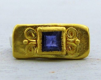 Iolite 24k gold & silver ring / One of a kind artisan ring