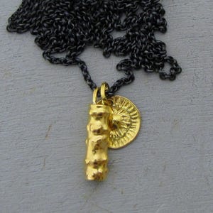 Raw 22k Gold Pendants Jewelry / Solid Gold & Silver Necklace