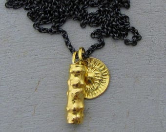 Raw 22k Gold Pendants Jewelry / Solid Gold & Silver Necklace