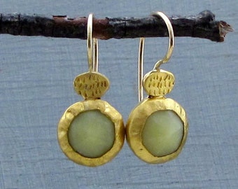 Dangle 24k Gold Earrings / Serpentine Gold Earrings