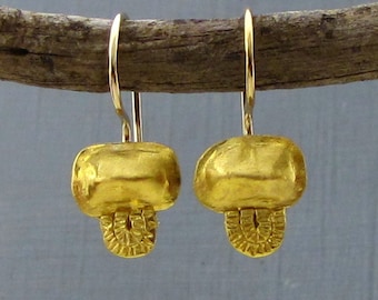 Solid Gold 24 karat Dangle Ethnic Earrings