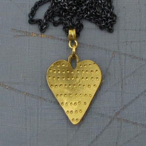 22 Karat Gold Heart Pendant Necklace / Rustic 22k Heart Charm