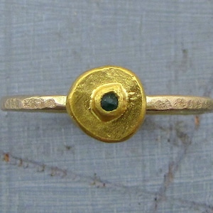 Solid Gold Ring / 22k Gold Citrine Ring /Solitaire 22 Karat Gold Ring
