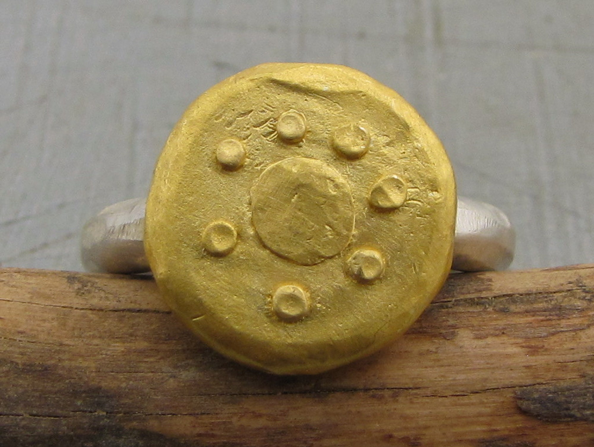 Solid 24 Karat Gold & Silver Ring / Fine Gold Stacking Ring / Etsy