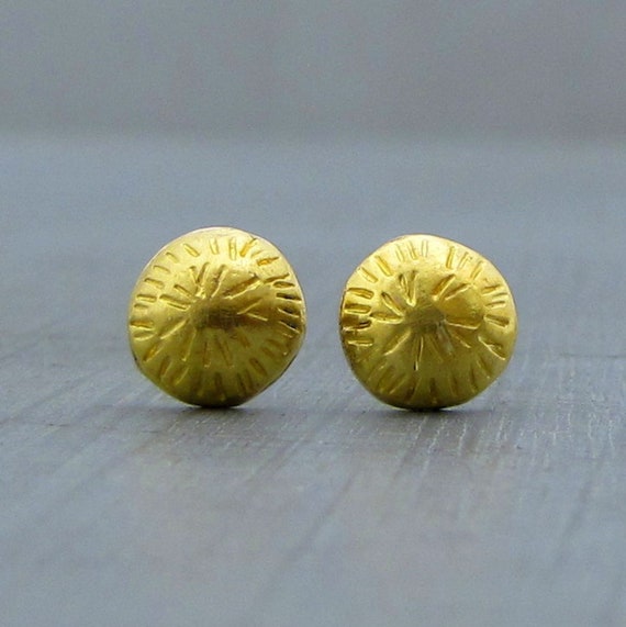 24 Karat Gold Studs Earrings Handmade 24k Gold Studs Etsy UK
