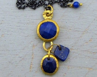 Lapis Lazuli, 24kt gold and silver necklace