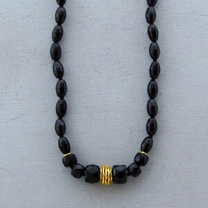 Onyx beads necklace, 24k gold necklace image 4
