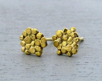 Handmade 24kt solid gold stud earrings / gold granulation post earrings