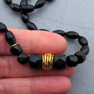 Onyx beads necklace, 24k gold necklace image 5