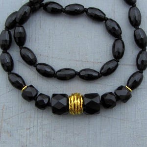 Onyx beads necklace, 24k gold necklace image 1