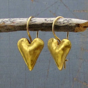 22k Solid Gold Heart Earrings