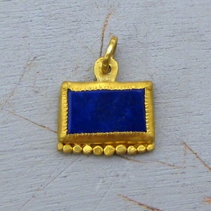 Lapis Lazuli 24k Gold Charm / Solid 24Kt Gold Pendant