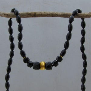 Onyx beads necklace, 24k gold necklace image 7