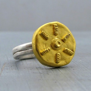 Solid 24 Karat Gold & Silver Ring / Fine Gold Stacking Ring