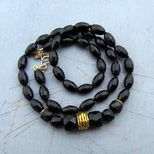 Onyx beads necklace, 24k gold necklace image 2